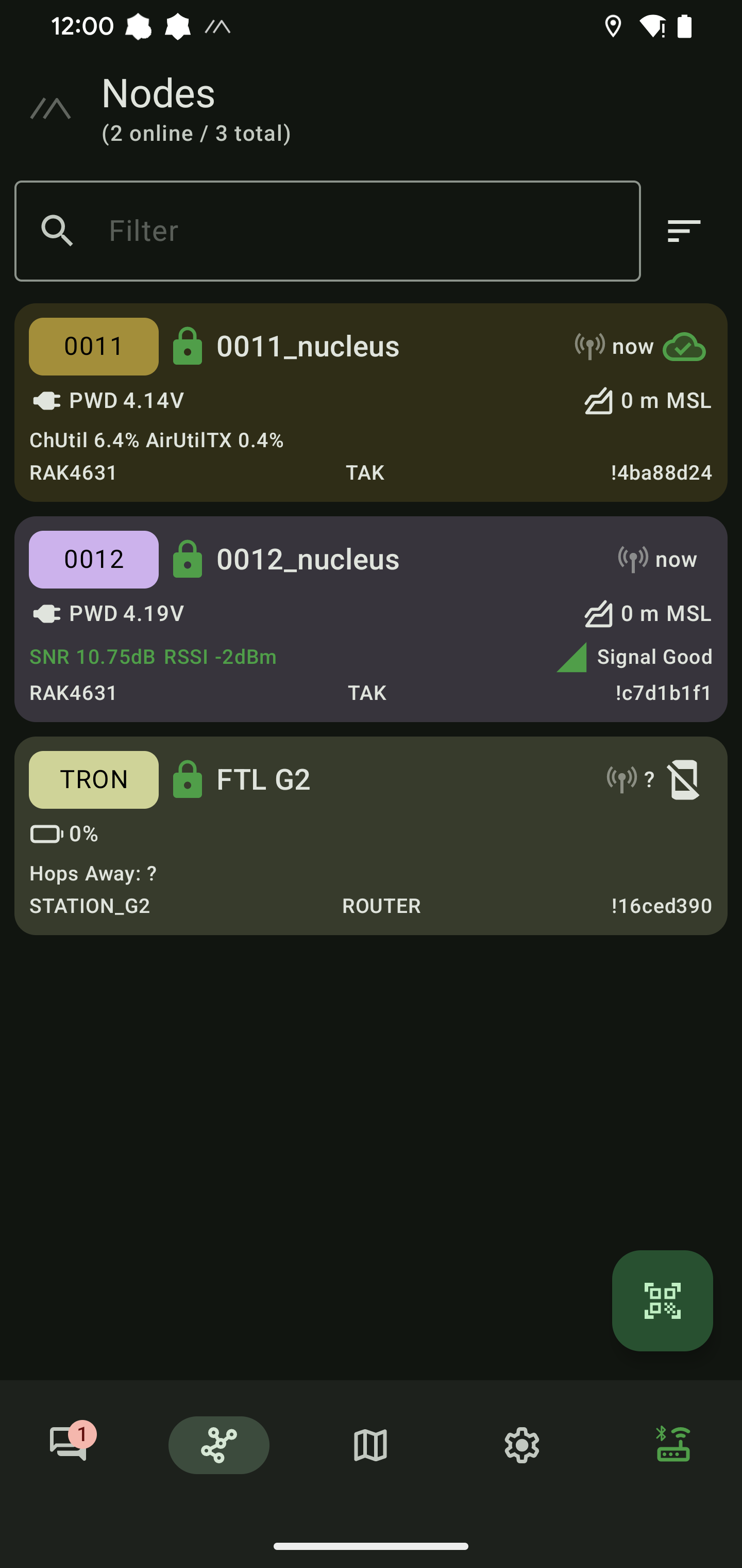 Meshtastic app interface