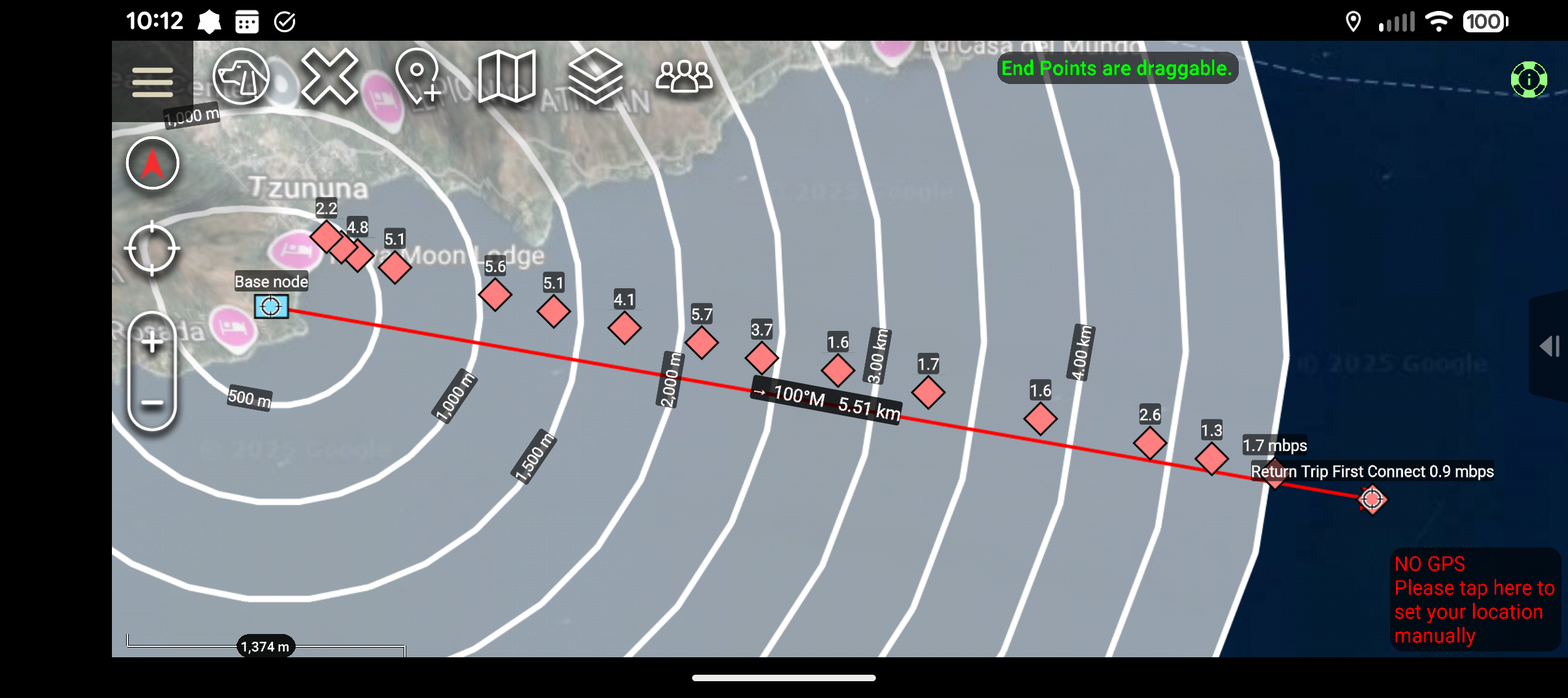 WiFi Throughput on Return Trip