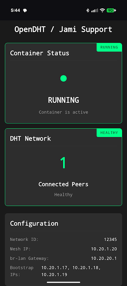 Fig. 13: OpenDHT page