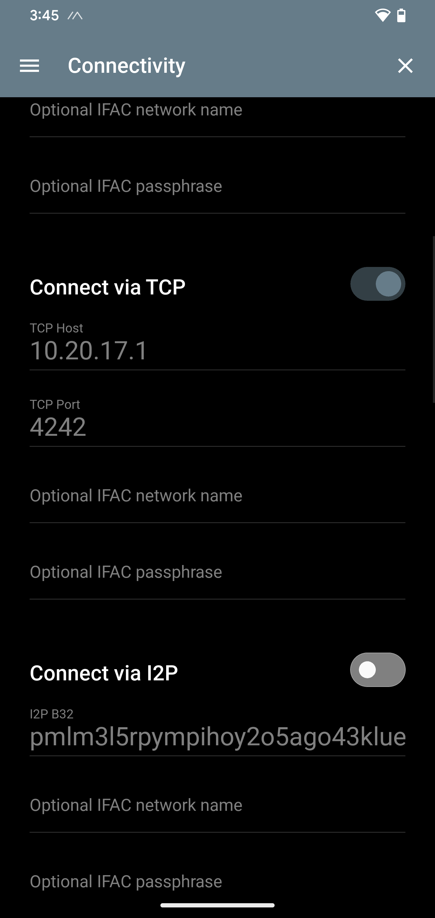Fig. 18: Sideband TCP settings